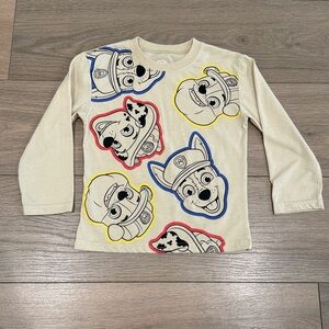 NICKELODEON PAW PATROL Tan Long Sleeve Crewneck‎ T-Shirt Tee Top Size 4T